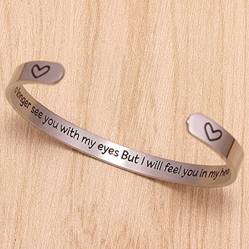 Btysun Bereavement Gifts Memorial Gifts for Loss of Mother Stainless Steel Cuff Bracelets Quotes Engraved Jewelry in Memory of Loved One Gift - Thumbnail 2