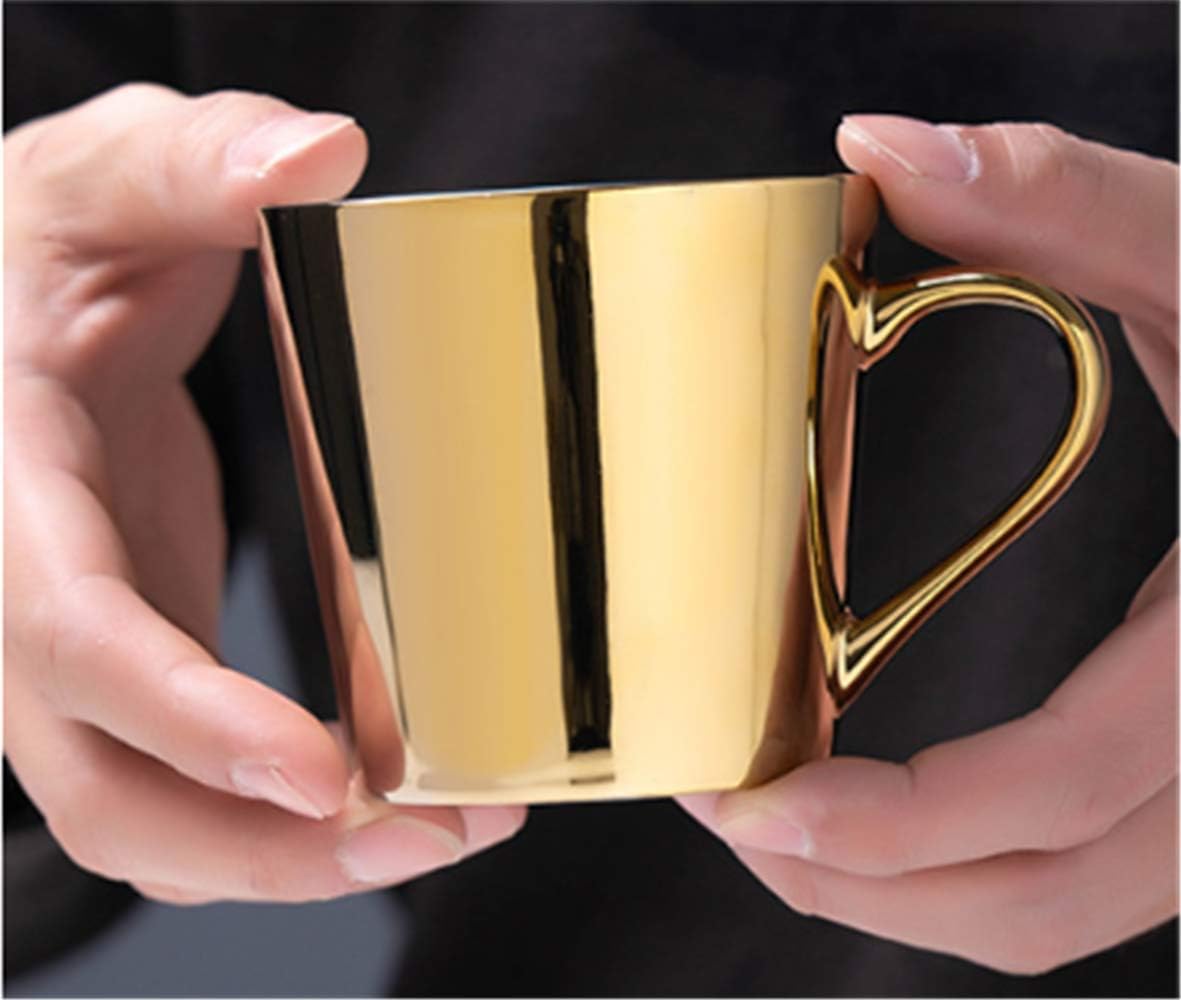 Mirror Cup and Saucer Creative Luxury Art Mirage Inverted Image Cup Golden Inlay Porcelain Teacup Saucer for Cappuccino,milks,espresso,tea,coffee|Cute Pretty Gifts