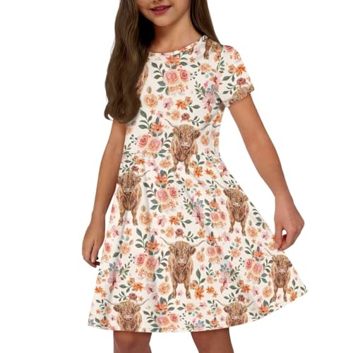 Dresses for Girls 2-14 Kids Summer Beach Dresses Casual Skater Dress Holiday Party Midi A-Line4