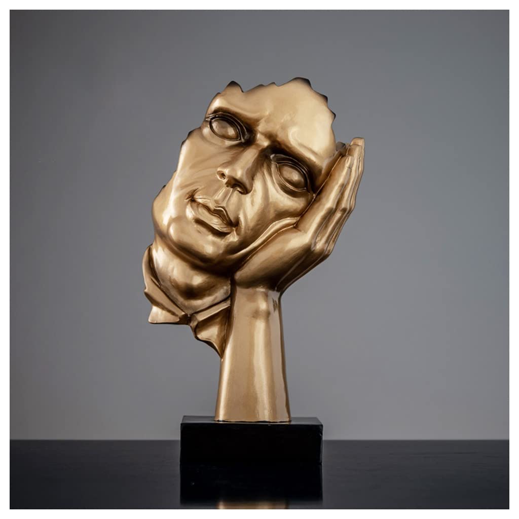 GHKryD statue, Resin Abstract Sculpture No Hear No See No Speak Creative Decorative Objects for Piano Desktop Office Study(Gold,Style3)