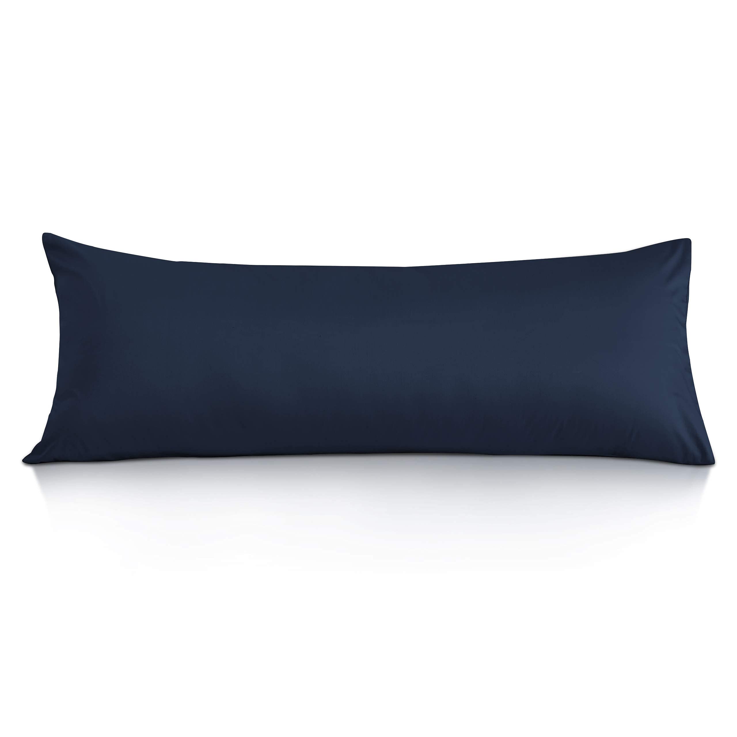 Leeden Cotton Body Pillow Cover, 800 Thread Count, Ultra Soft and Breathable Body Pillowcase for Adults, Envelope Closure, 21"x 54" Long Pillow Case, Navy Blue