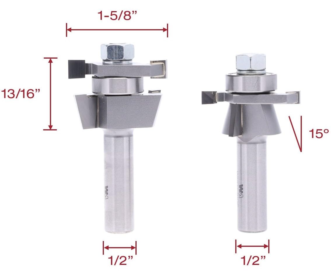 Whiteside 6008 15 Degree Shaker Stile & Rail Router Bit: 1 Inch