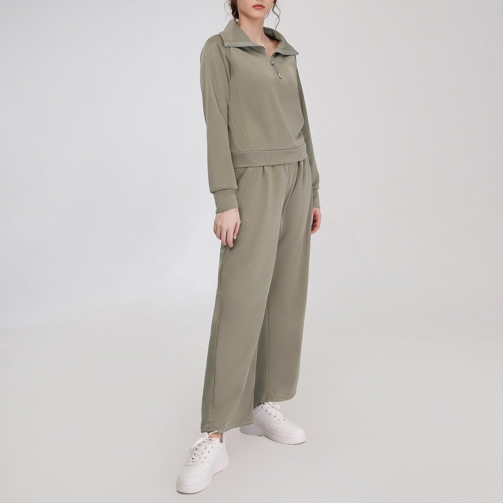 HEONSATI Tute Donna Invernale Due Pezzi Felpa Con Zip Pantaloni Della Tuta | Completo Da Casa Oversize Morbido Tracksuit Da Ginnastica Leggero Comodo Set Felpata In Pile Jogging Loungewear Tinta Unita