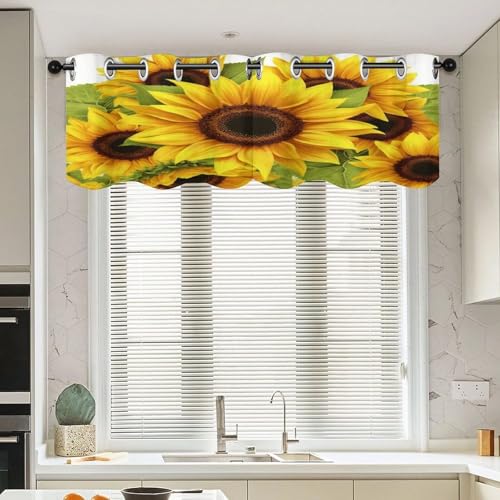 Cortinas opacas con diseño de girasoles y tejido denso de 52 x 18.1 pulgadas 4