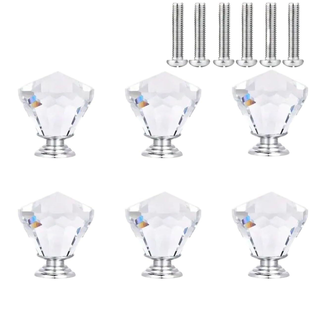Boutons de tiroir en verre cristal transparent lot de 6 poignée pour porte de placard