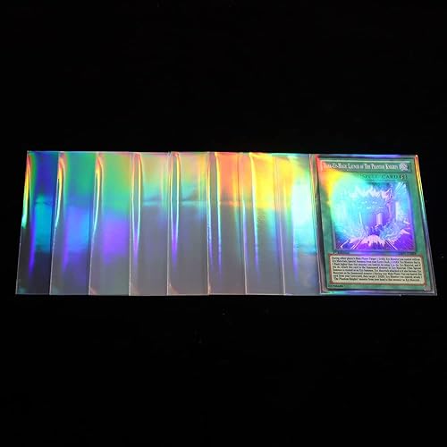 Miniatura 7 de Black Lotus 100 quilates de papel de aluminio de doble cara con piedras preciosas arcoíris intermitentes con láser holográfico YGO, fundas para