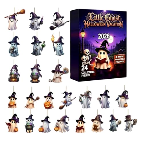 Calendrier de l'Avent Halloween en acrylique avec figurines de fantômes effrayants pour l'automne