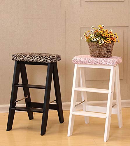 Taburete portátil de 3 peldaños de madera maciza en color blanco 3