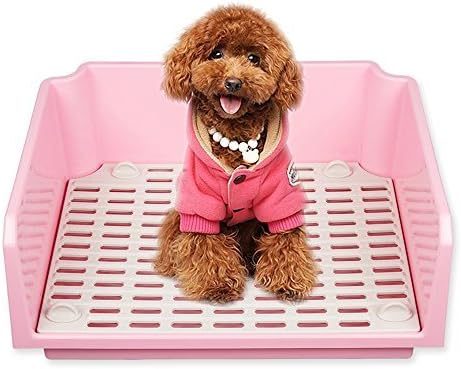 RunNing Cat Litter Box, Indoor Puppy Potty with Fence, Portable Potty for Totoro Piggy Hamster and rabbit (Pink)