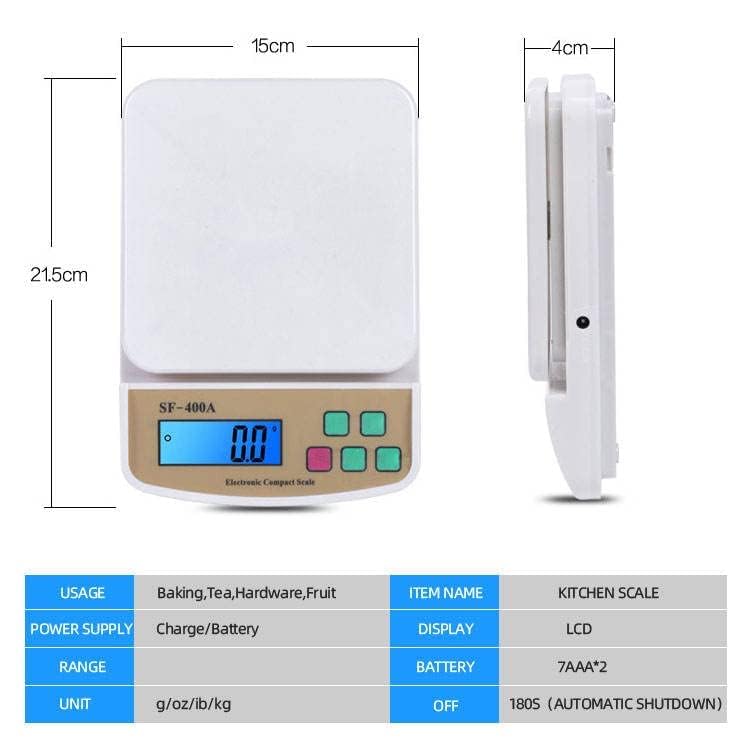 Image of SF-400A Digital Kitchen Weighing Scale | 10Kg x 1g Precision | Food Scale with LCD Display for Cooking, Baking, Meal Prep & Healthy Diet | Compact Electronic Weight Machine for Home Use (SF400 A)