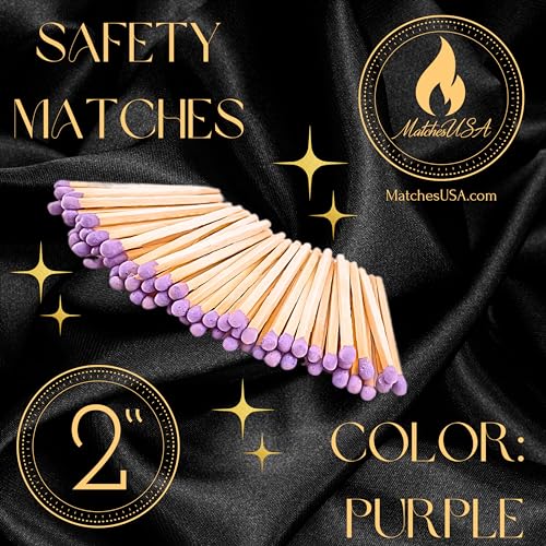 Image of 500 Count | 2 inch Purple Matches | Strikers Included | Color Tip Wooden Match | Refill for Matchstick Jars, Candle Display, Holders & Bottles | 2 in inches Long
