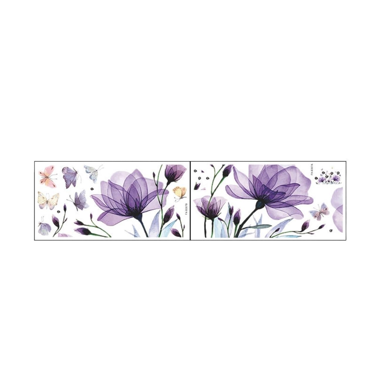 Flower Wall Stickers Purple Flowers Butterfly Wall Stickers Bedroom Living Room Home Beautification Decorative