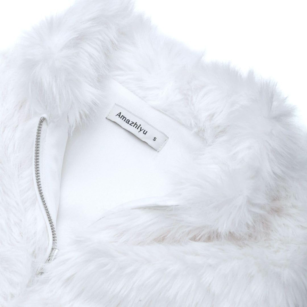 Amazhiyu Gilet da donna in pelliccia sintetica con cerniera e colletto alla coreana, senza maniche, con tasca