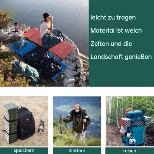 Faltbare Schaumstoffmatte, Faltbare Outdoor Camping Schlafmatte wasserdichte Matte Rest Matte, Tragbar Outdoor Schaumstoff Campingmatte Faltbare Strandzelt Isomatte wasserdichte Matratze(Grün) – Bild 5