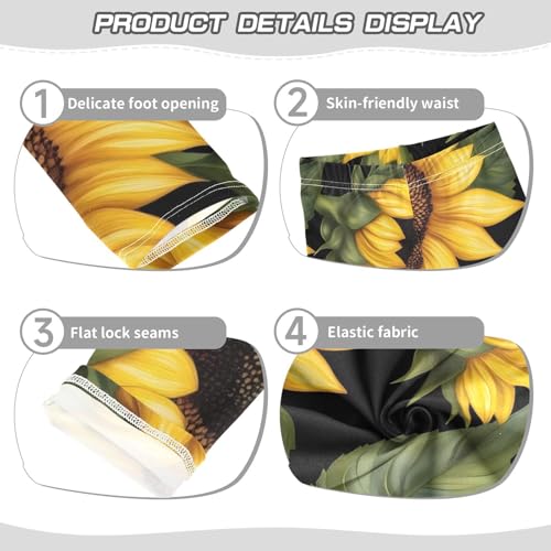 Autumn Sunflowers Flowers Girls Leggings Stretchy Dance Pants for Kids3