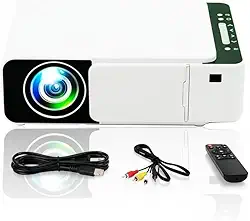 Projetor LED Portátil, Espelhamento WiFi, 2500 Lúmens, Resolução 4K 4096x2160p, Correção Digital de Trapézio, Alinhamento Automático, 10x10x20cm