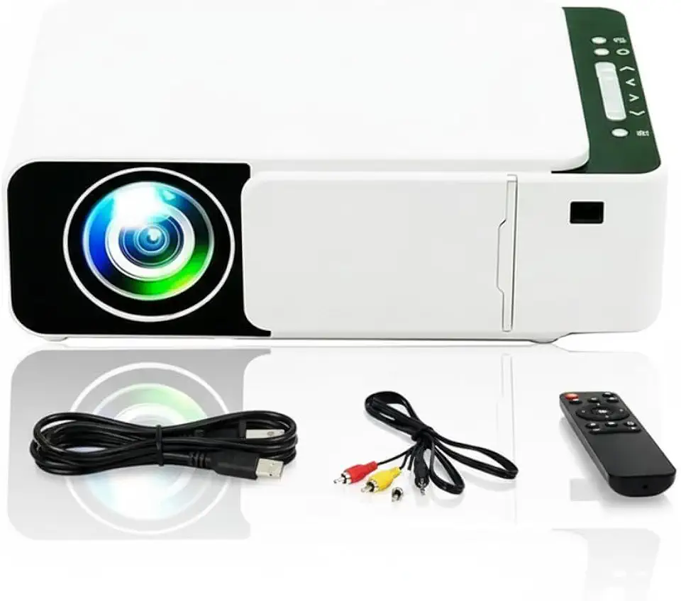 Projetor LED Portátil, Espelhamento WiFi, 2500 Lúmens, Resolução 4K 4096x2160p, Correção Digital de Trapézio, Alinhamento Automático, 10x10x20cm