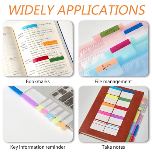 Sticky Index Tabs Book Page - 500Pcs 2 Inch Writable Colored Pages Markers, Repositionable File Tab Flags Labels Self Adhesive Reading Divider Sticker for Books, Binders, Notebook and Folders (21 Set) - Thumbnail 7