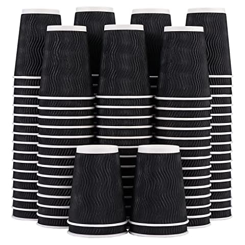 Lamosi 12 oz Disposable Coffee Cups Cover