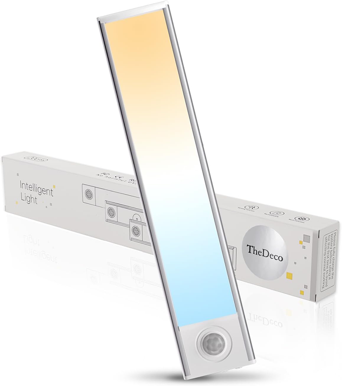 8 inch Under Cabinet Lighting, 34-LED 3CCT Dimmable Under Counter Lights, 1 Pack Stick-On Motion Sensor Closet Lighting, Wireless 1500mAh Rechargeable Battery Light for Kitchen, Stairs