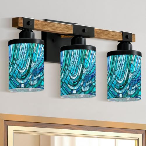 3-Light Bathroom Light Fixtures Blue Mint Green Pearl Seashell Wave