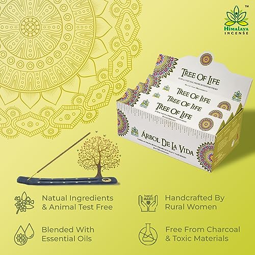 Image of Himalaya Premium Incense Sticks for Everyday Use | Aroma Fragrance Sticks|Pooja Room Items for Home & Prayers | Freshness Positive Energy (Tree of Life) (Pack of 12, Each of 15 GM)
