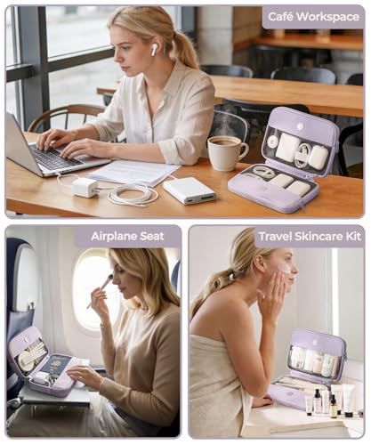 EPEDAL24 Preppy Makeup Bag, Rectangle Double Detachable Cosmetic Organizer, Clear Side Panel Portable Travel Pouches for In-Flight Essentials, Beauty & Tech Accessories, Gift for Women — view 3