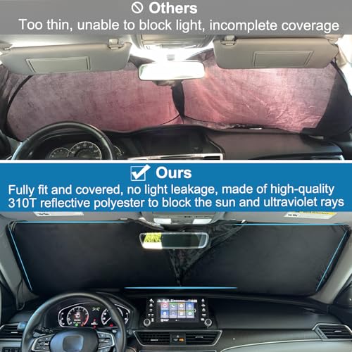 Image of Premium Car Windshield Sun Shade for 2018-2022 Honda Accord Front Window Sun Visor Reflector 310T Thickened Blocks UV Rays Foldable Sunshade Car Interior Protection Accessories