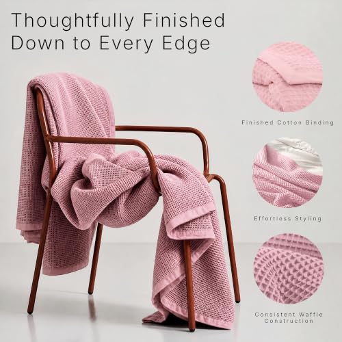 Image of GOTS Certified 90 inchX90 inch Queen 100% Organic Cotton Waffle Blanket-Light Rose | Premium Waffle Blankets & Throws for Bed, Throw Blanket for Couch, Modern & Cozy Blanket, All Season, Comfy and Soft Blankets