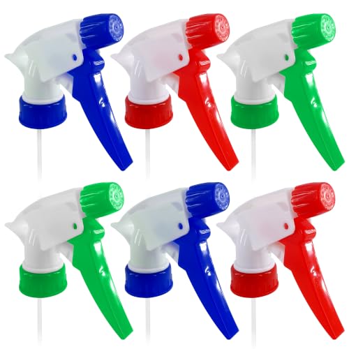 Image of 6 Pcs Spray Bottle Nozzle Replacement Pack - Heavy Duty Leak-Proof Trigger Sprayer for Cleaning, Garden, Pet Care, Auto Detailing & Kitchen - Fits 8, 16, 24, 32 oz Bottles, 28-400 Thread (Multicolor)