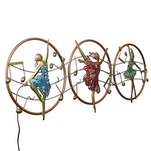 Image of eCraftIndia Set of 3 Dancing Lady Handcrafted Iron Wall Hanging with Background LED's
