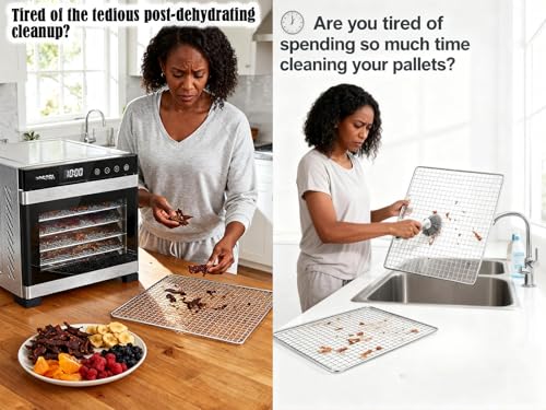 Image of Silicone Dehydrator Tray Liners for Magic Mill MFD-1098, 10.75 inchx9.75 inch 10-pk | BPA-Free Dehydrator Tray Liners Help Stop Dried Food From Sticking, Lift Food Intact, and Cut Cleanup Time, Dishwasher Safe