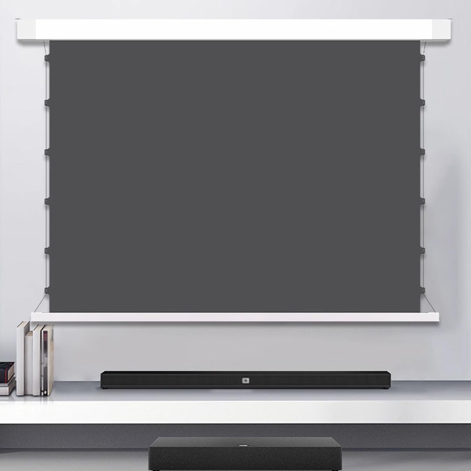 Schermo di Proiezione Motorizzato 72 Pollici con Telecomando, 16:9 HD Telo Proiettore Anti Rughe con Montaggio a Parete, per Home Cinema e Azienda