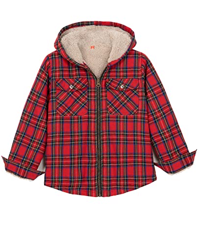 Image of ZENTHACE Boys Sherpa Fleece Lined Flannel Jacket