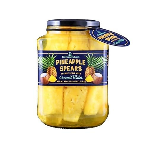 Mem Mark Pineapple spears in coconut water, 42 oz Jar,