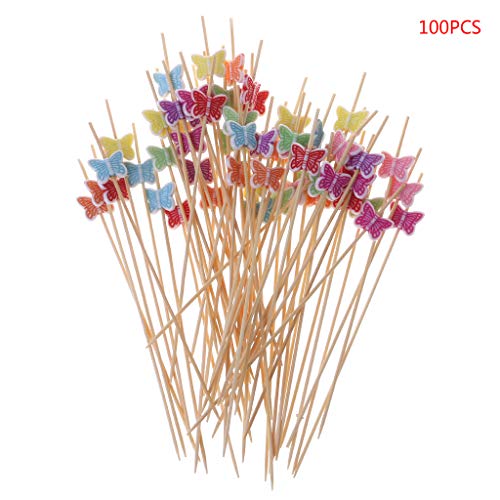Fafalloagrron - Bastoncini da cocktail, 100 pezzi, 12 cm, a forma di farfalla, per dessert, buffet, frutta, insalata, torte, muffin, feste, verdure, cocktail