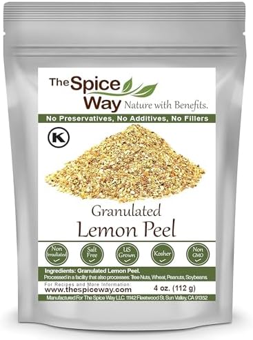 The Spice Way Lemon Peel Granules 4 oz Zest Rind for Cooking Baking and Tea