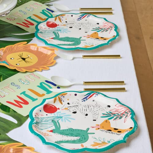Sophistiplate Paper Table Setting, Elegant Disposable Paper Plates, 32 Piece Set, 8 Dinner Plates, 8 Salad Plates, 16 Lunch Napkins, Party Animal #TOP3