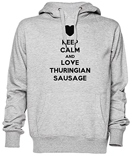 Alta qualità Keep Calm And Love Thuringian Sausage Grigio Felpa con Cappuccio Maglione Unisex Uomo Donna Dimensioni M Grey Unisex Hoodie Size M