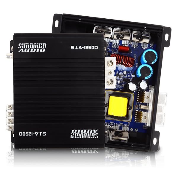 Sundown Audio SIA-1250D Full-Range Mono Amplifier - 1250W RMS @ 1?/2? Smart Full Bridge Car Amp with Subsonic Filter, Variable HPF/LPF, Bass Boost, 3-Speed Fan for Subwoofers & Speakers