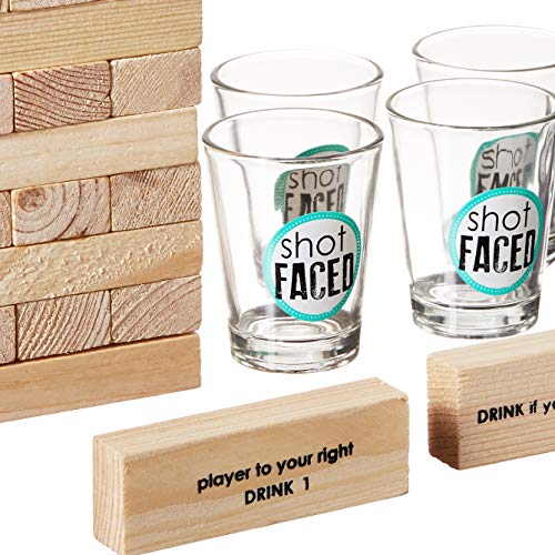 Game Night Tipsy Tower Drinking Game Adult Party Game Set With 54 Stacking Wooden Blocks & 4 Durable Lead-Free Shot Glasses Great Gift Idea For 21St Birthday,Brown,10 In X 9 In X 3 In #TOP7