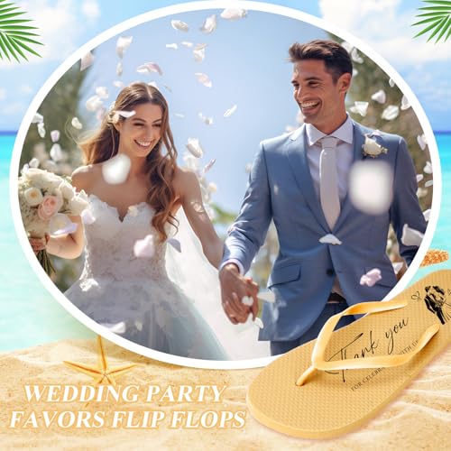 Image of 24 Pairs Bulk Flip Flops for Wedding Guests | Reception Sandals, Wedding Party Favors with Sign, Size Cards, Bagged, Dance Floor Slippers