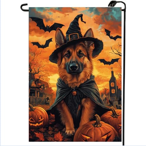 Halloween Dog Garden Flags for Outside 12x18 Double Sided