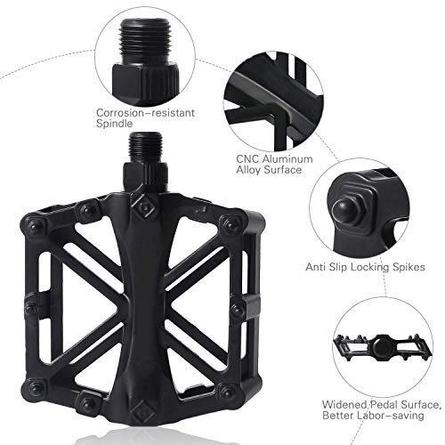 CESHUMD Pedals Mountain Bike Pedals, Non-Slip Universal Lightweight Aluminium Bicycle Platform Pedals for BMX MTB 9/16 (Black)