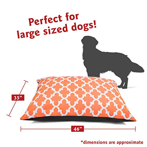 Image of Majestic Pet Rectangle Large Comfy Non Slip Dog Crate Bed - Washable - Super Value Pillow - Dog Kennel - Large Breed 46 x 35 Inch - Trellis Orange