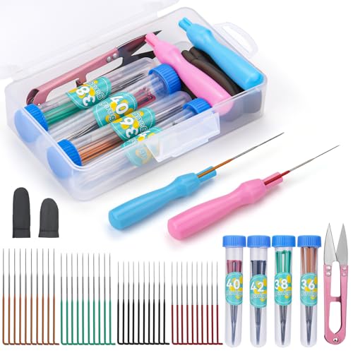 Image of Yizzvb 45 Pcs Needle Felting Tools, 4 Size 40 Pcs Colorful Wool Felting Needles with Color Plastic Handles, Needle Felting Supplies for Adult DIY Felting Wool Craft