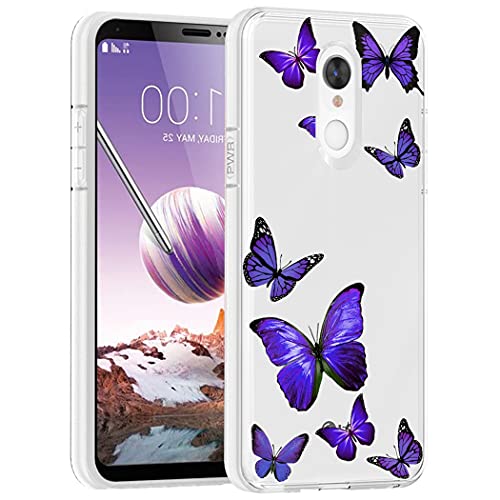 Vavies Case for LG Stylo 4/for LG Stylo 4 Plus/for LG Q Stylus Case for Girls Women, Slim Shockproof Clear Pattern Soft Flexible TPU Back Phone Protective Cover Cases for LG Stylo 4 (Purple Butterfly)