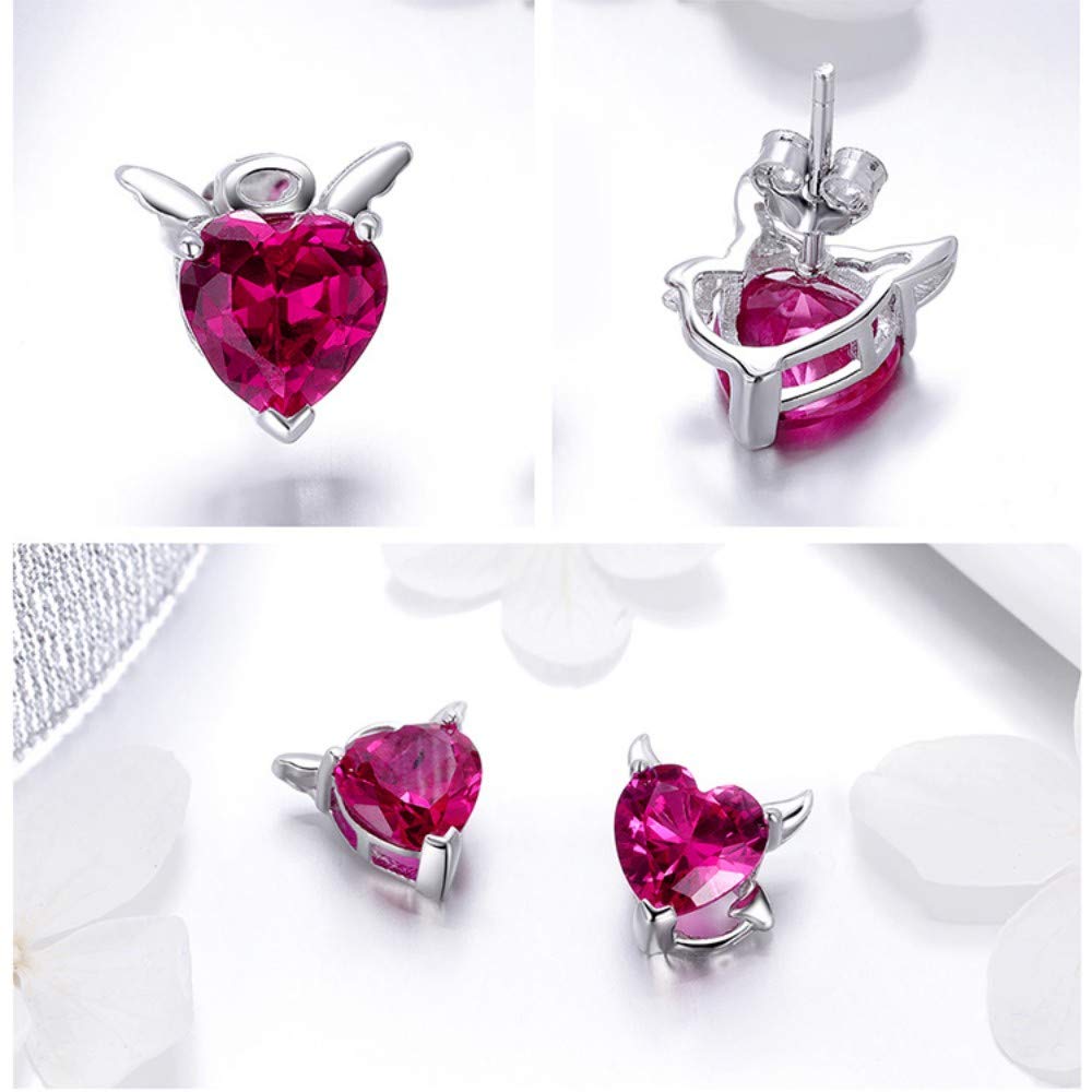 Orecchini Orecchini a cerchio Moda Argento sterling 925 Angelo e diavolo Orecchini a cuore rosa CZ donna Gioielli argento sterling Accessori moda