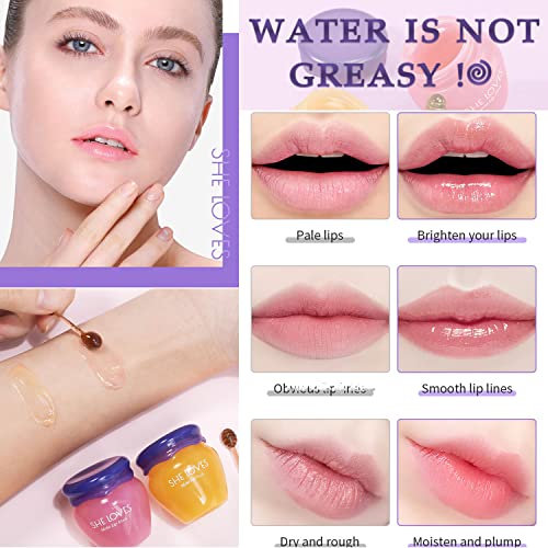 2Pcs Lip Mask Overnight Set,Honey&Sakura Bee Balm Lip Balm Honey Pot With Brush,Day And Night Repair Fade Lip Lines Lip Sleeping Mask,Lip Scrubs Exfoliator & Moisturizer,Hydrating &Prevention Dry And Crack Lip Care Products #TOP1