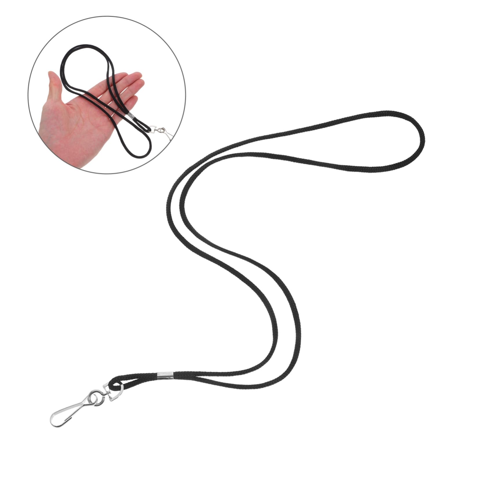 100 Pezzi Lanyard Nero con Gancio Resistente per Badge Id Cordino Collo Clip Staccabile per Scuola Ufficio Eventi e Personale
